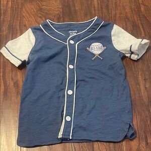 Carter's Blue and White Baseball Button-Up Shirt